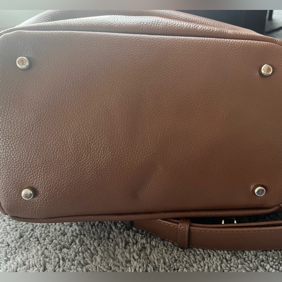 Mina Baie Leather Mini Kinney Diaper Backpack Dark Tan - Picture 4 of 7